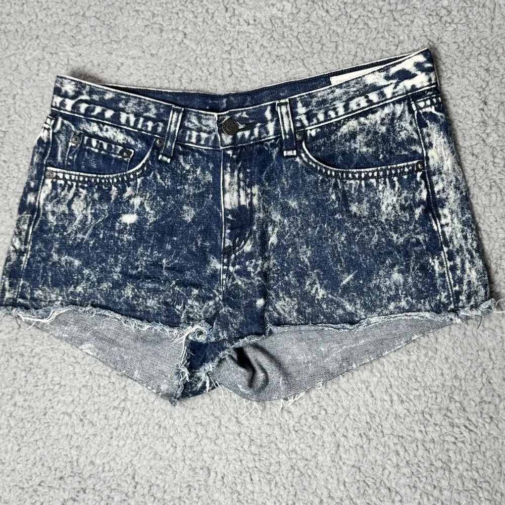 Rag & Bone Jean Shorts Cutoff In Blue Acid Wash Size 27 Jean Denim Boyfriend Hot